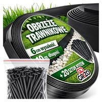 OBRZEŻE OGRODOWE TRAWNIKOWE PLASTIKOWE ELASTYCZNE CZARE 6cm 10m + SZPILKI