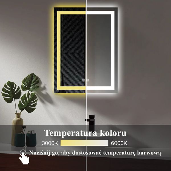 LUSTRO ŁAZIENKOWE 60x80 cm LED , ANTY FOG Przełączniki dotykowee zdjęcie 10