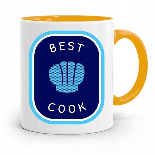 Kubek Żółty Dla Kucharza Kucharki Best Cook Z Nadrukiem Ze Zdjęciem zdjęcie 1