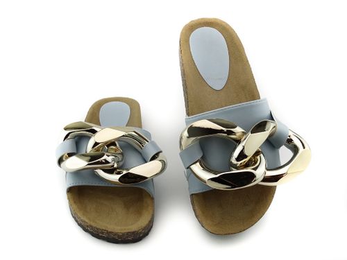 Błękitne klapki duży łańcuch 36 na Arena.pl