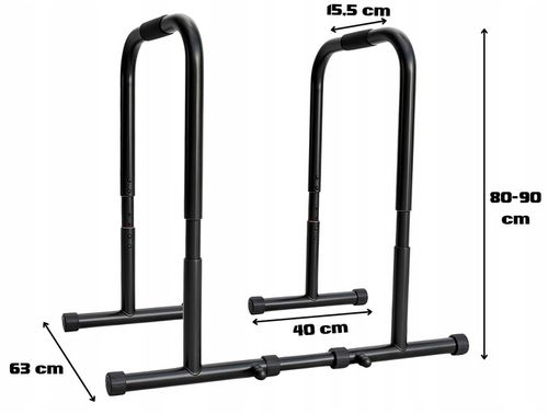 STABILNE STALOWE PORĘCZE DO DIPÓW ćwiczeń pompek, dipy WYSOKIE 90cm KUDDA na Arena.pl
