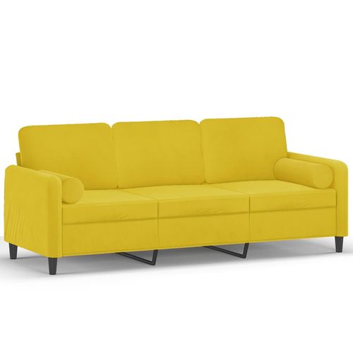 3-osobowa sofa z poduszkami, żółta, 180 cm, aksamit na Arena.pl