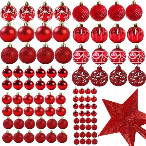 ZESTAW BOMBKI CHOINKOWE PLASTIKOWE CHOINKĘ CZERWONE NIETŁUKĄCE ŚWIĄTECZNE na Arena.pl