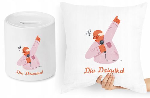 Dla Dziadka Zestaw Poduszka + Skarbonka Prezent Z Nadrukiem Ze Zdjęciem na Arena.pl