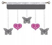 Firana PANEL ozdo ażur Girlanda motyl serce Glamur