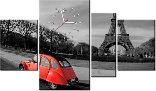 70CM 120CM OBRAZ 4 ELEM CZERWONE AUTO WIEŻY EIFFLA ŚCIENNY na Arena.pl