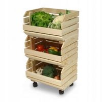Wózek na WARZYWA OWOCE na KÓŁKACH Regał MODUŁOWY Pojemnik Drewniany