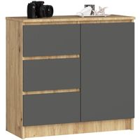 Mała komoda z szufladami, NOVO, 80x35x77, dąb artisan, grafit | TYLETEGOTU