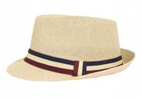 Męski Kapelusz Letni (Styl TRILBY) - Pako Jeans - Słomkowy, Pasek Kolorowy