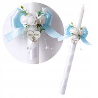 Świeca do Chrztu Świętego ręcznie zdobiona gromnica + OKAPNIK