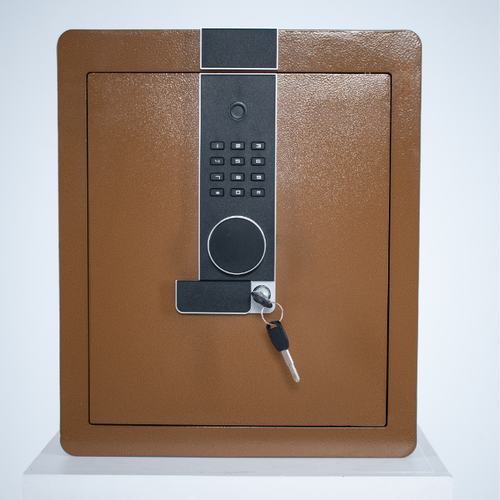 Pancerny Domowy Sejf Biometryczny Na Odcisk Palca 45x38x32 cm Brązowy na Arena.pl