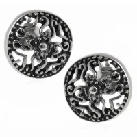 ELGANCKIE OKSYDOWANE SREBRNE CIEMNE KOLCZYKI WKRĘTKI AŻUROWE KÓŁKA KÓŁECZKA