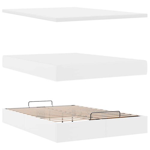 Łóżko otomana z materacami i LED, biała, 140x200cm, ekoskóra na Arena.pl