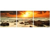 90X30CM WSCHÓD SŁOŃCA WZBURZONYM OCEANEM TRÓJ OBRAZ