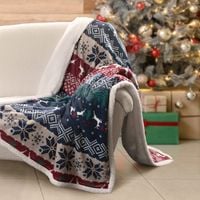 Koc 150x200 granatowy świąteczny flano elegancki ciepły skandynawski