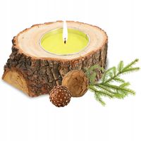 ŚWIECA ZAPACHOWA ŚWIECZNIK DREWNIANY RUSTYKALNY