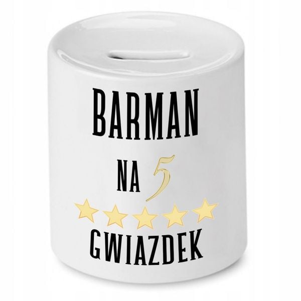 Skarbonka Dla Barmana Barman Na 5 Gwiazdek Z Nadrukiem Ze Zdjęciem zdjęcie 1