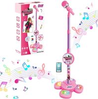 MIKROFON NA STATYWIE KARAOKE ŚWIATŁO DŹWIĘK MP3