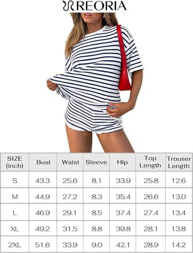 Damski Dres Dwuczęściowy w Paski Krótki Rękaw Szorty Czerwony Rozmiar L na Arena.pl