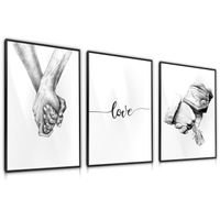 Zestaw 3X Plakat W Ramie Do Salonu Sypialni Dłonie Love Miłość 60cm x 80cm