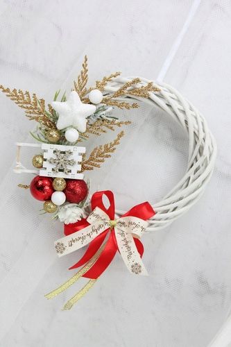 Wianek świąteczny na drzwi ozdoba stroik KOLORY na Arena.pl
