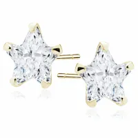 POZŁACANE SREBRNE KOLCZYKI WKRĘTKI GWIAZDKI GWIAZDY 7MM BIAŁE CYRKONIE