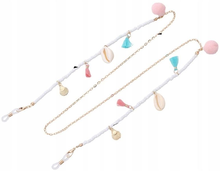 Elegancki Łańcuszek Do Okularów Muszla Pompon Boho zdjęcie 2