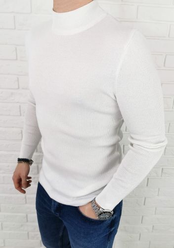 Biały sweter półgolf męski 3431 - M na Arena.pl