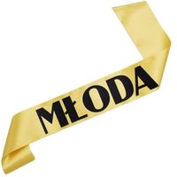 Młoda - złota szarfa z czarnym nadrukiem