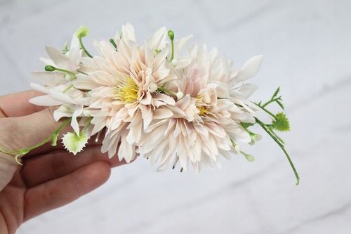 Grzebyk do włosów astry ozdoba PUDROWY RÓŻ ślub na Arena.pl