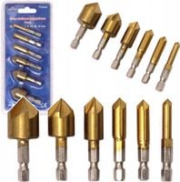 Falon-Tech Frezy Pogłębiacze Stożkowe 90° HEX Komplet 6 szt 6-19mm