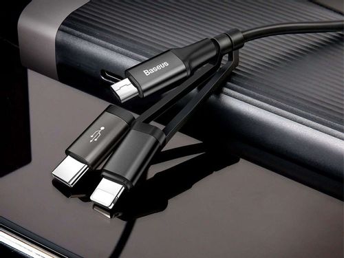Kabel Baseus Excellent 3w1 USB-C Typ C Lightning micro USB 120cm Black na Arena.pl