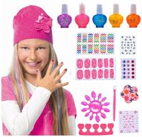 ZESTAW MANICURE DO MALOWANIA ZDOBIENIA PAZNOKCI DZIECI bezpieczne LAKIERY