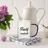 Kubek szklany 360 ml granatowe uszko z Twoim nadrukiem