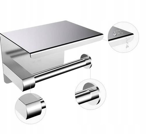 Uchwyt Na Papier Loft Toaletowy Z Półką Srebrny Wc na Arena.pl