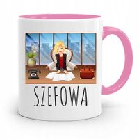 Kubek Różowy Prezent Dla Szefa Szefowa Boss Z Nadrukiem Ze Zdjęciem