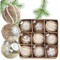 BOMBKI CHOINKOWE KULE ZESTAW 9 szt 8cm BOHO ZŁOTE