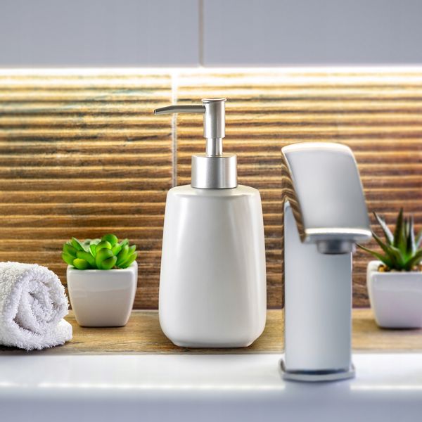 Dozownik Na Mydło Płyn Pojemnik Biały 2 x 400ml zdjęcie 2