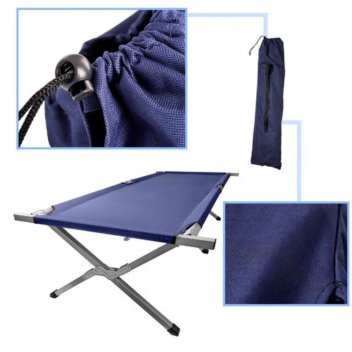 Łóżko polowe składane turystyczne kanadyjka XXL niebieskie 150kg na Arena.pl