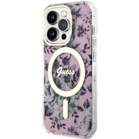 guess guhmp14lhcfwsp iphone 14 pro 6.1różowy/pink hardcase flower