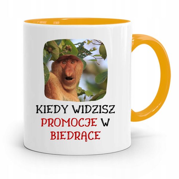 Kubek Żółty Nosacz Janusz Kiedy Widzisz Promocje Z Nadrukiem Ze Zdjęciem zdjęcie 1