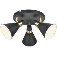 LAMPA sufitowa BIAGIO MB-H16079CK-3 Italux metalowa OPRAWA reflektorki hygge regulowane czarne złote