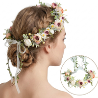 wianek, opaska do włosów z kwiatów, delikatny wianuszek boho w90