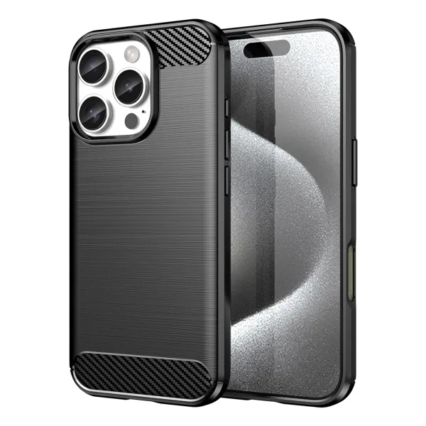 Etui silikonowe Carbon Case do iPhone 16 Pro - czarne zdjęcie 1