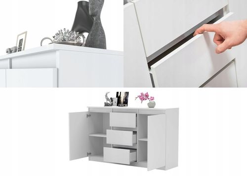 Komoda WOTAN BIALA z szufladami Duza Szafka AGA 120cm do Sypialni na Arena.pl