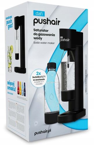 Saturator do wody Dafi PushAir + 2x butelka 0,7 L + nabój CO2 zestaw czarny na Arena.pl