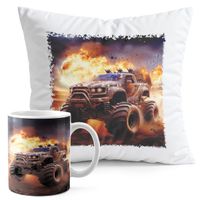 ZESTAW KUBEK + PODUSZKA DRUK - AUTO MONSTER TRUCK