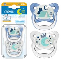 DR BROWN'S Smoczek uspokajający ortodontyczny PREVENT świeci 6-18m niebieski