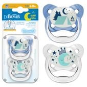 DR BROWN'S Smoczek uspokajający ortodontyczny PREVENT świeci 6-18m niebieski