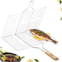 Ruszt do Grilla Mięsa Ryb Warzyw Koszyk Zamykany Stalowy Kratka 40x30 cm